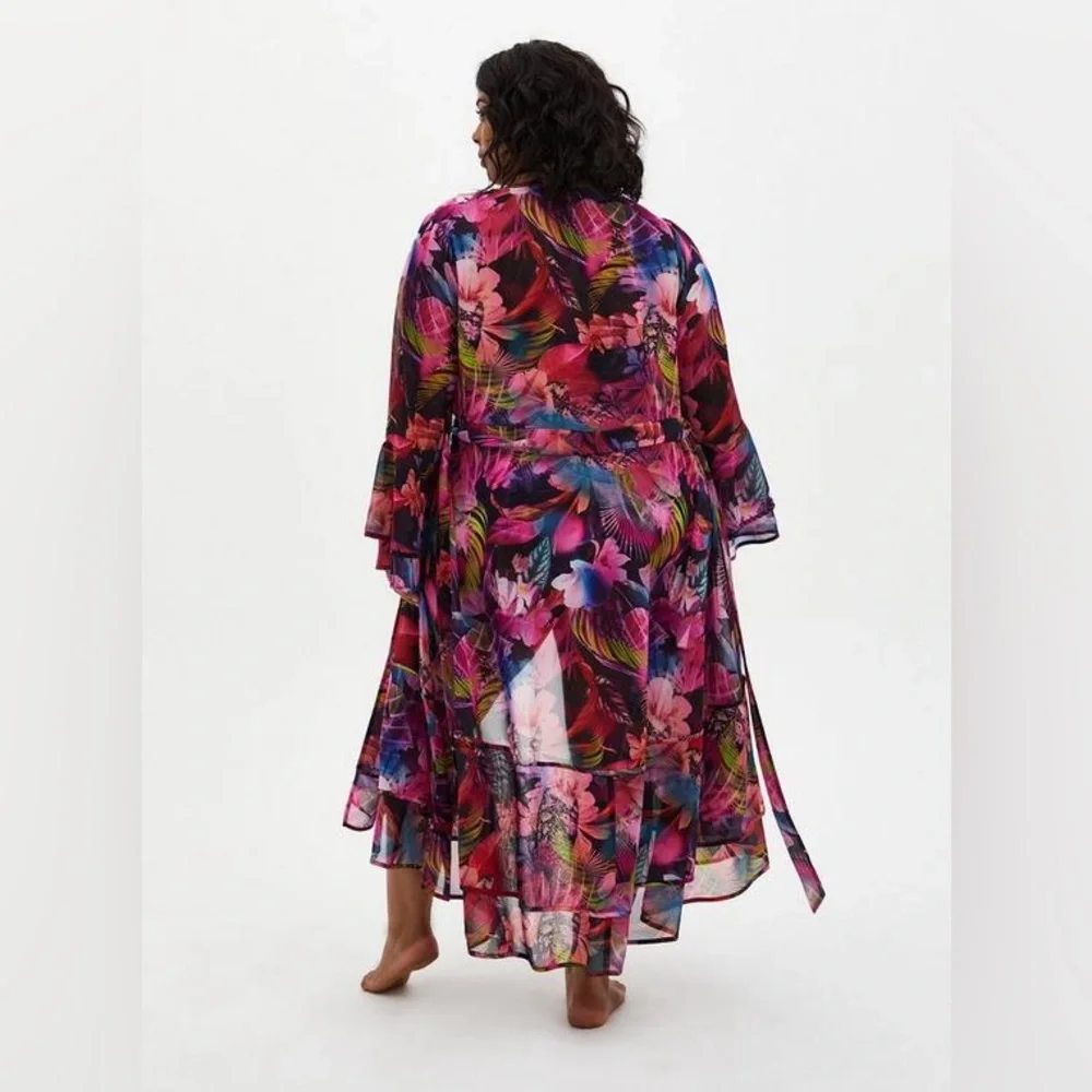TORRID Vibrant Floral Swimsuit + Belted Cover Up - Picture 3 of 11